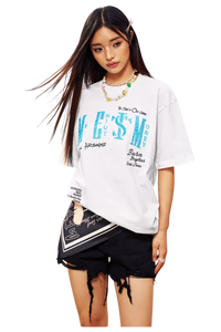 MEDM x STK Embroidered Letter Print Tee