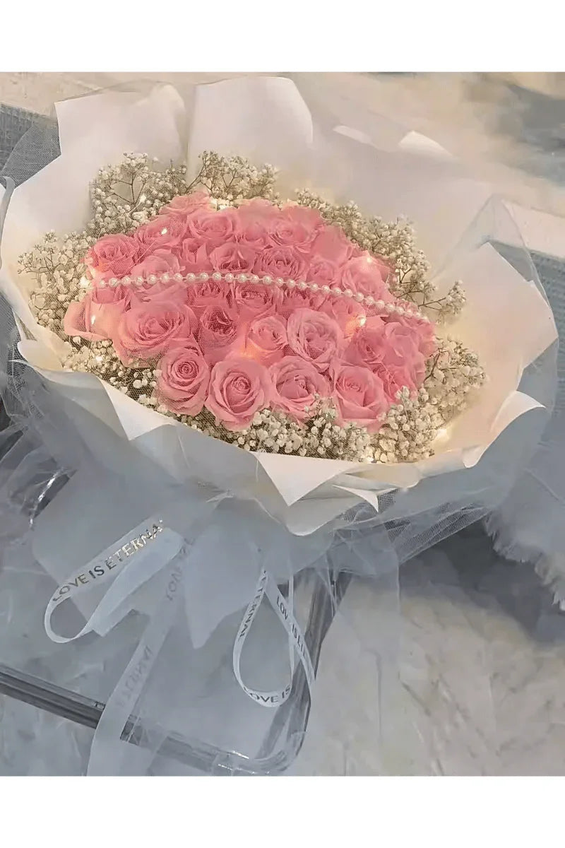 52 Roses Flowers Bouquet & Led Light Everlasting Soap Roses