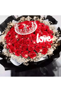 52 Roses Flowers Bouquet & Led Light Everlasting Soap Roses