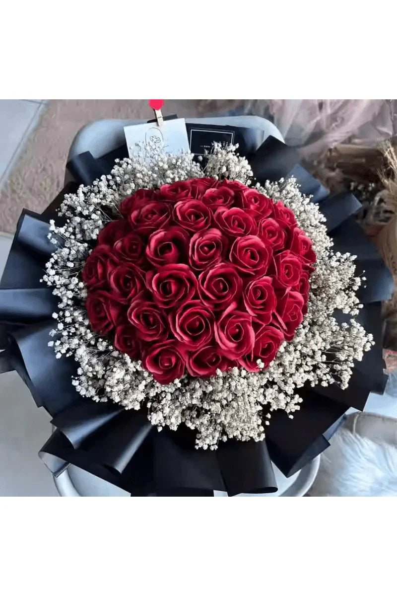 52 Roses Flowers Bouquet & Led Light Everlasting Soap Roses