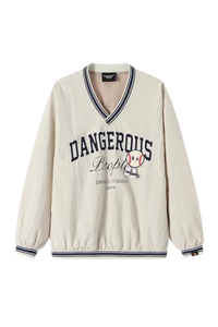Dangerous People V neck Baseball Long Sleeve Tee