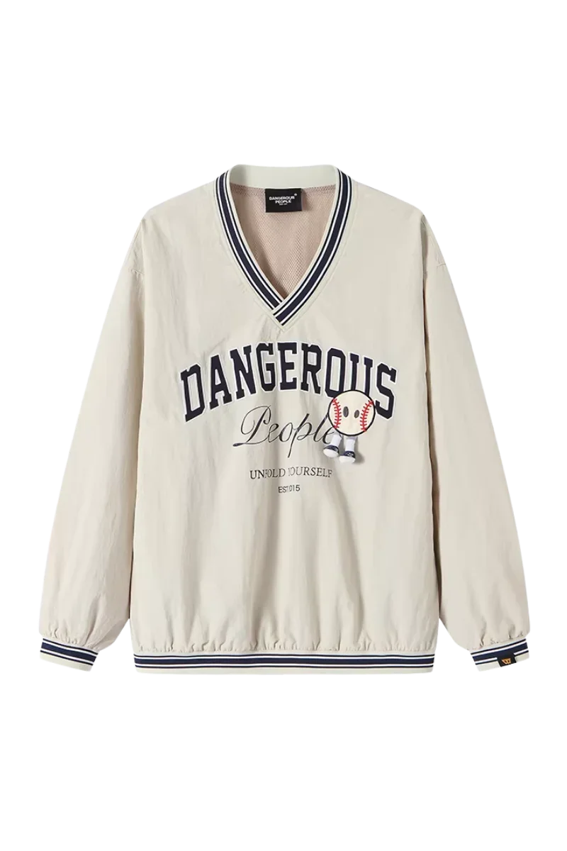 Dangerous People V neck Baseball Long Sleeve Tee