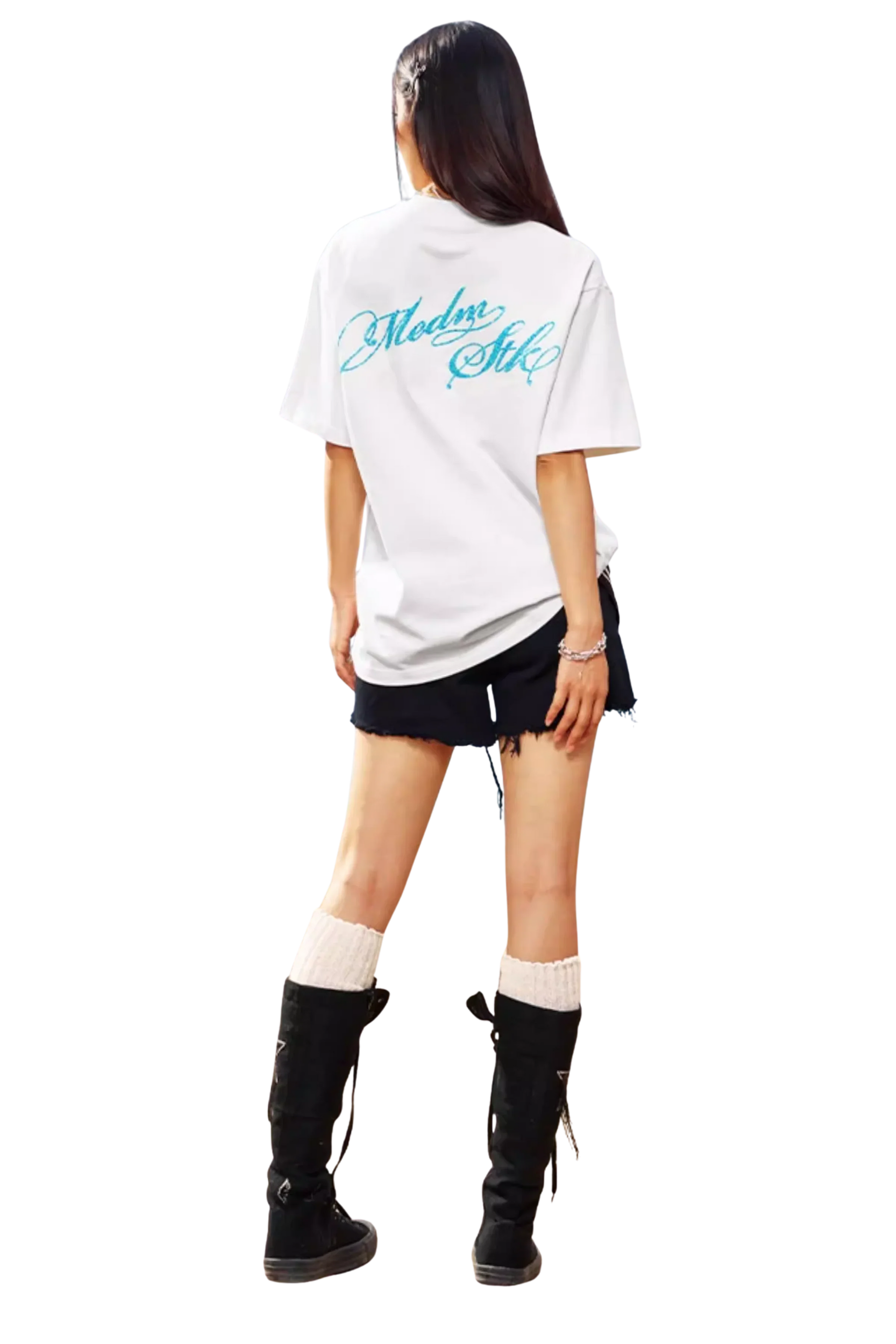MEDM x STK Embroidered Letter Print Tee