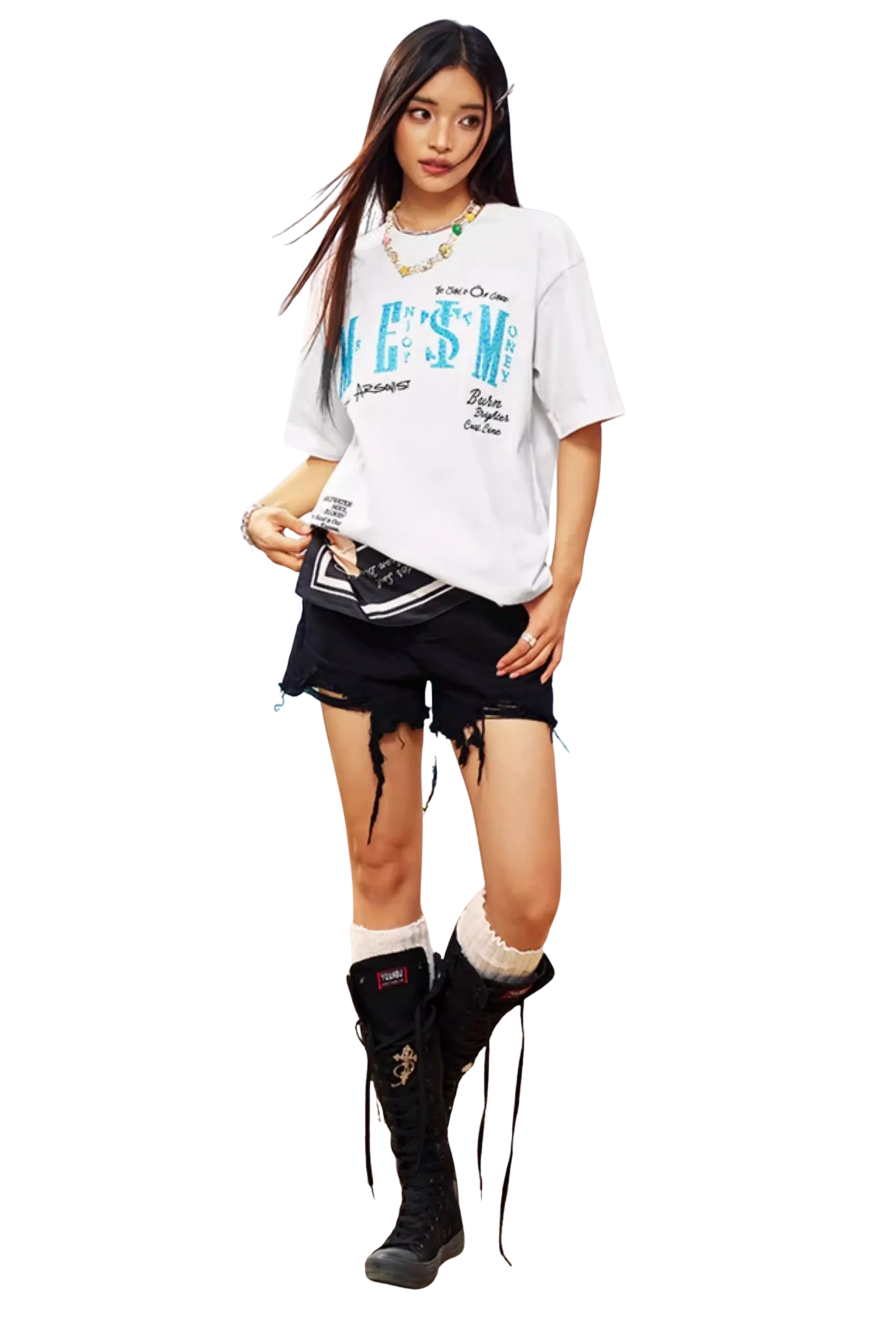 MEDM x STK Embroidered Letter Print Tee