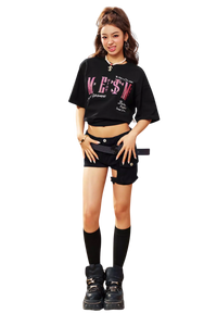 MEDM x STK Embroidered Letter Print Tee