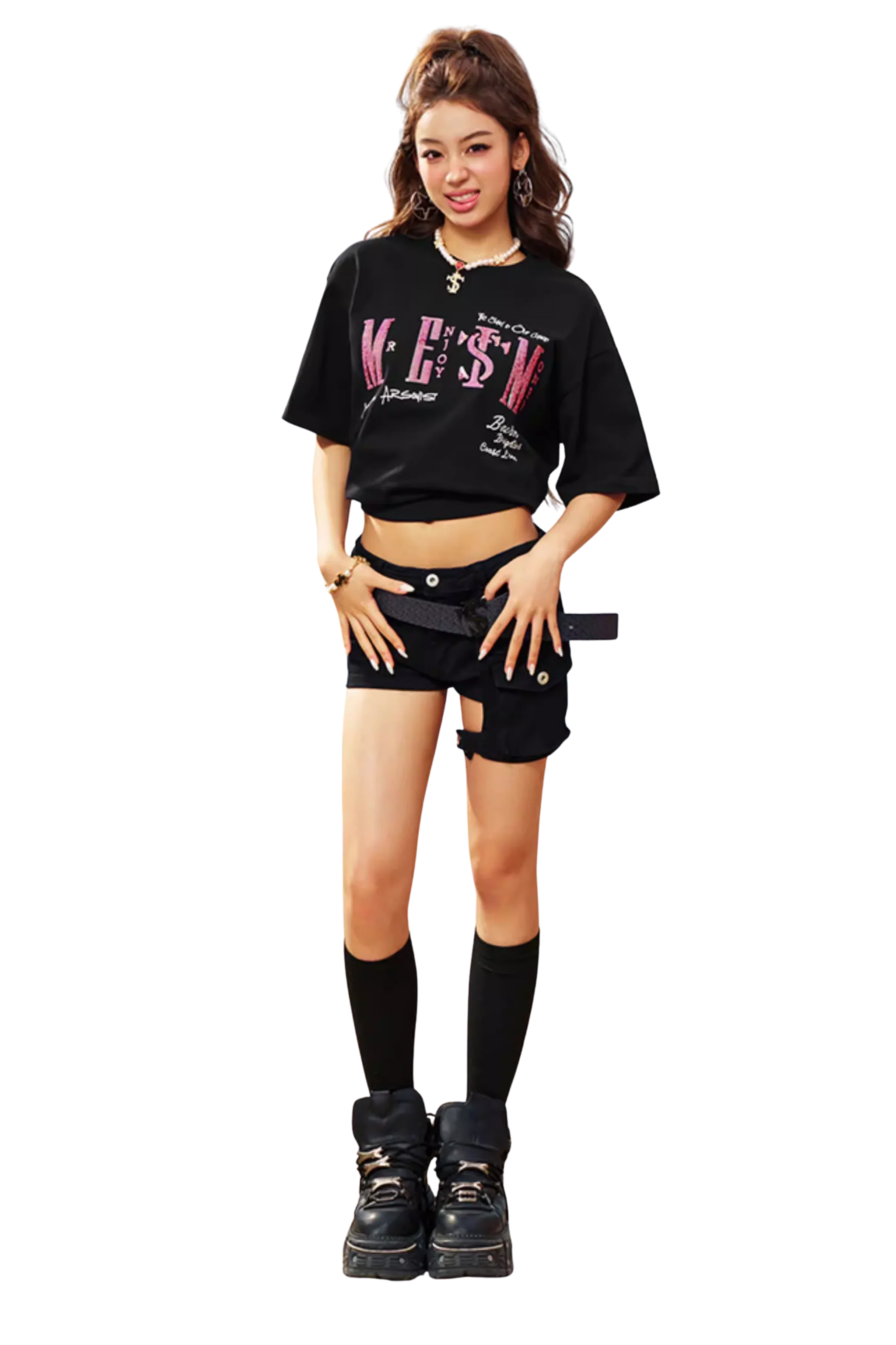 MEDM x STK Embroidered Letter Print Tee