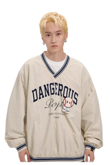 Dangerous People V neck Baseball Long Sleeve Tee