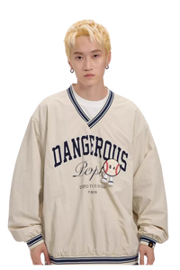 Dangerous People V neck Baseball Long Sleeve Tee