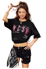 MEDM x STK Embroidered Letter Print Tee