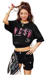 MEDM x STK Embroidered Letter Print Tee