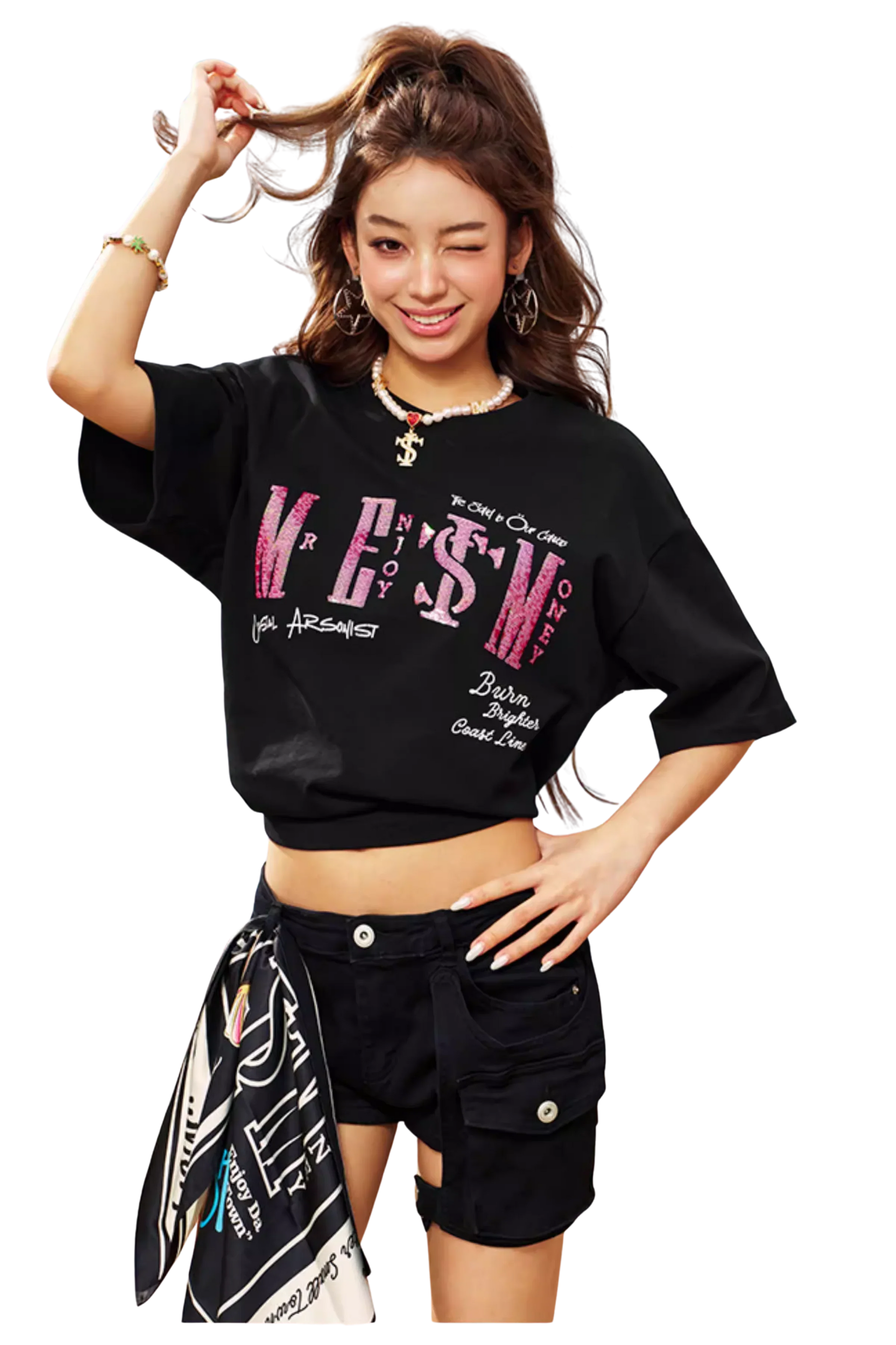 MEDM x STK Embroidered Letter Print Tee