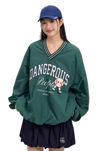 Dangerous People V neck Baseball Long Sleeve Tee