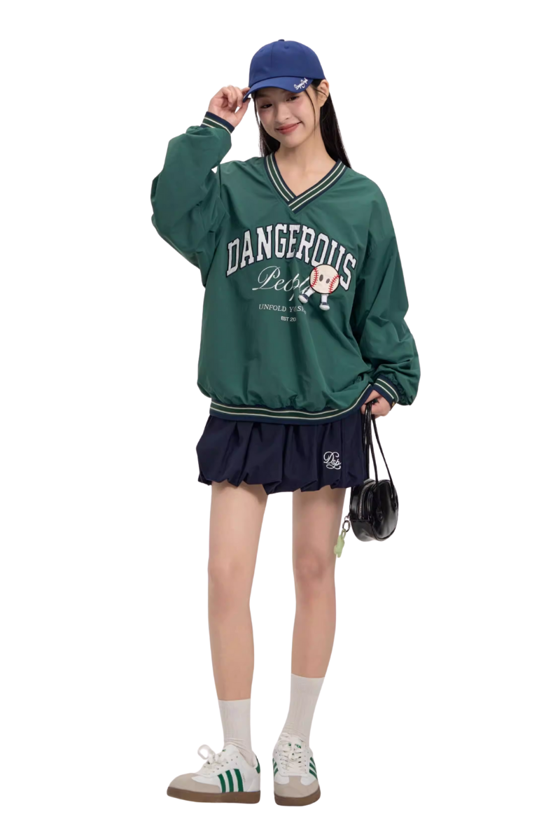 Dangerous People V neck Baseball Long Sleeve Tee