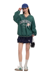 Dangerous People V neck Baseball Long Sleeve Tee