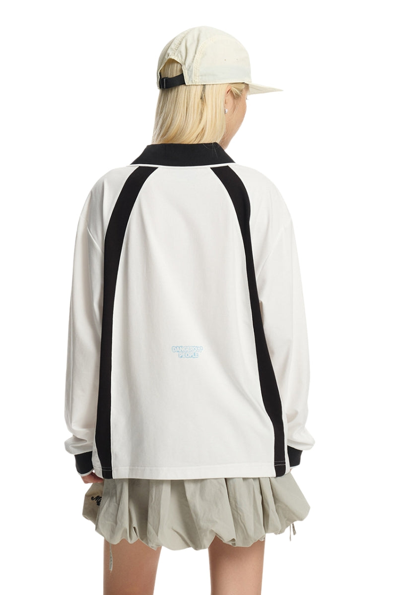 Dangerouspeople｜Vintage Sporty Drop Shoulder Color Block Rugby Polo