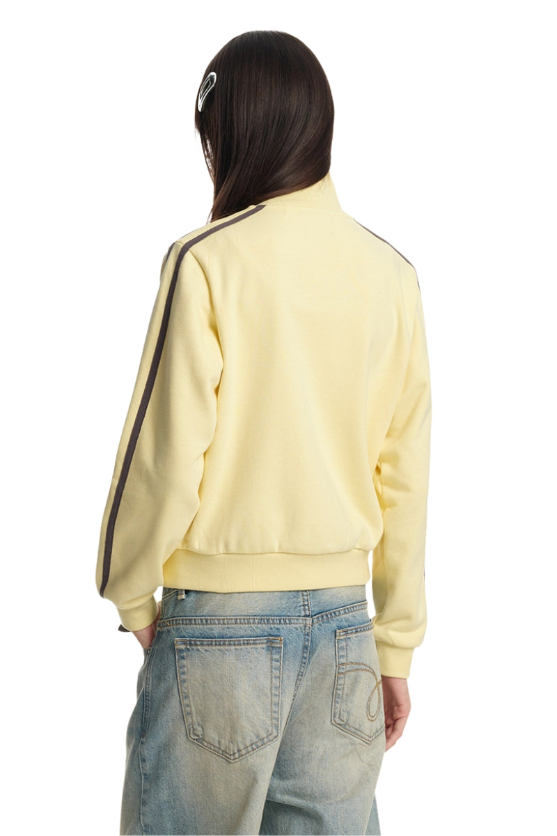 Dangerouspeople｜Retro Sporty Stand Collar Webbing Zip Sweatshirt