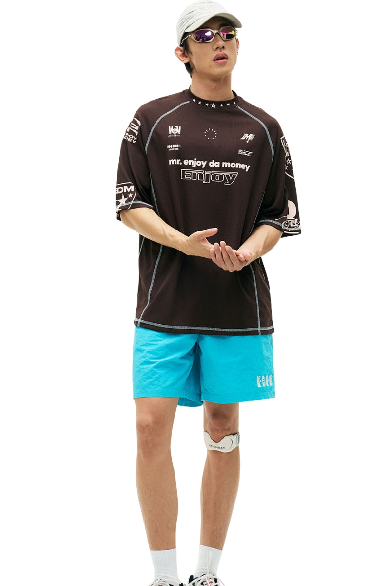 MEDM Contrast Stitch Star Print Quick Dry Sports Tee