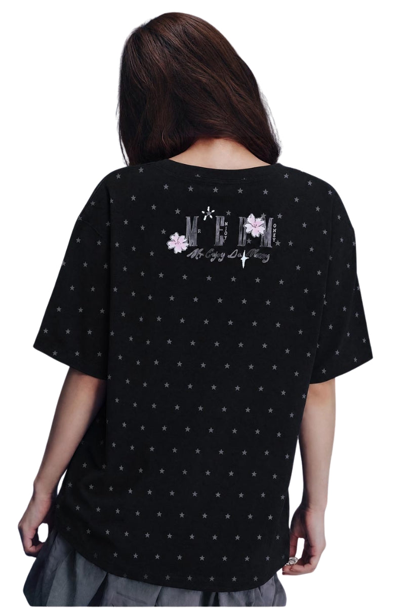MEDM × Iria Mailbox Co-branded Cat Star Print Slim Fit Tee