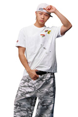 MEDM Sticker Label Patch Embroidery Unisex Cotton T-Shirt