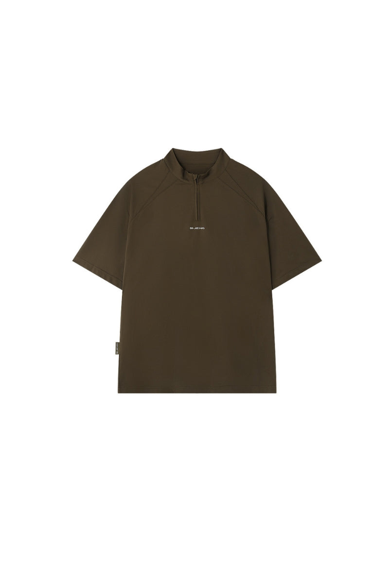 BJHG Men Stand‑Collar Short Sleeve Polo Summer American Casual Quick Dry Top