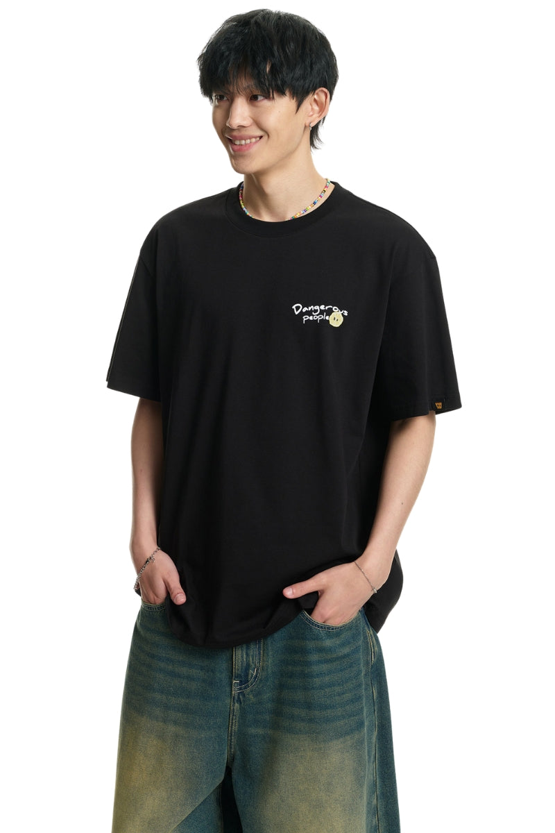 Dangerouspeople DSP Cute Mismatched Eye Fruit Print Sorona Short Sleeve Tee