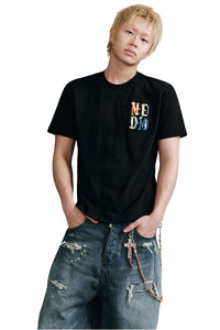 MEDM Knit Embroidery Logo Unisex Loose Street Tee
