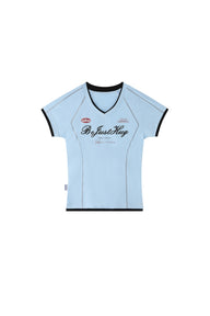 BJHG｜Retro Contrast Fitted Short Sleeve T‑Shirt, Women's