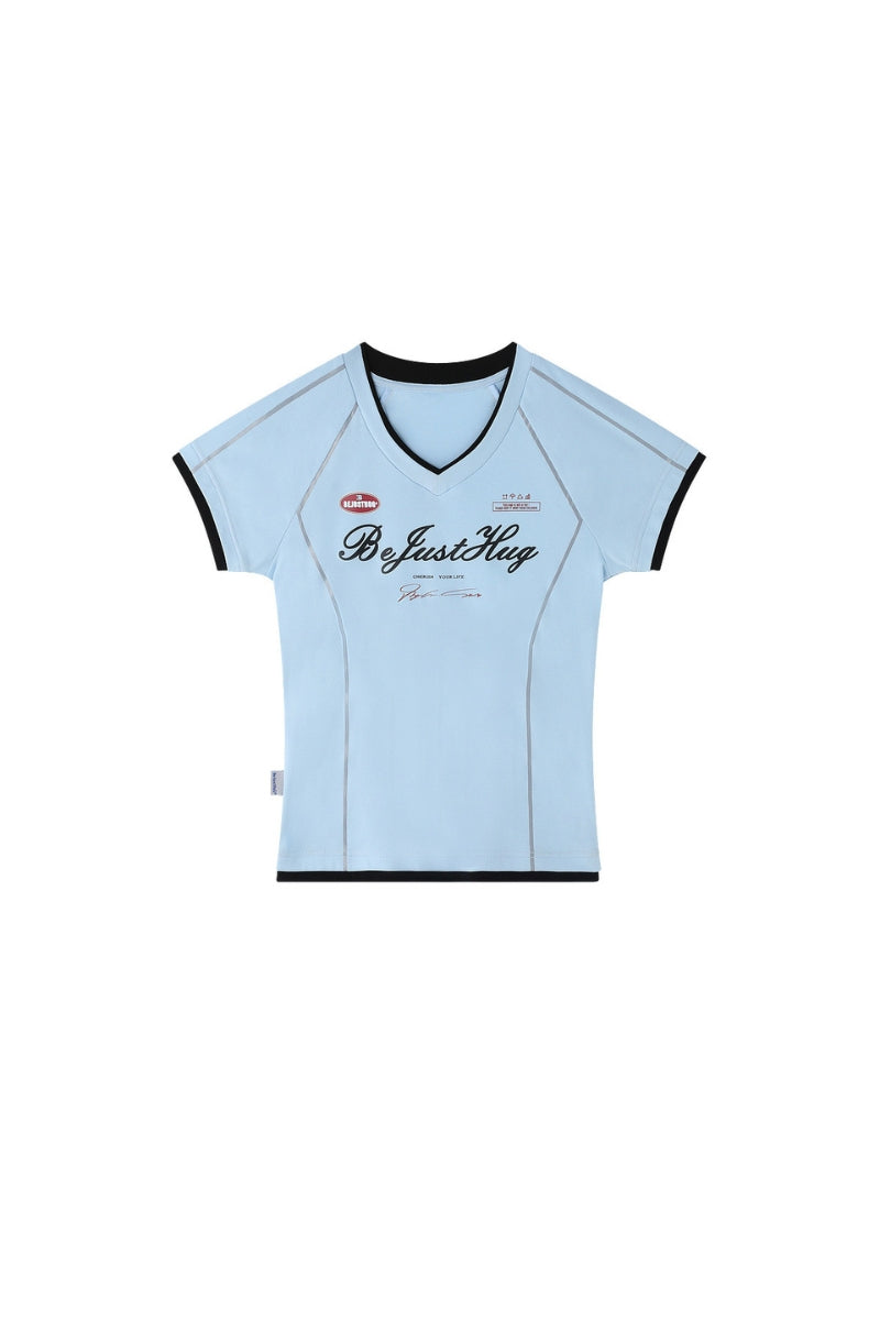 BJHG｜Retro Contrast Fitted Short Sleeve T‑Shirt, Women's