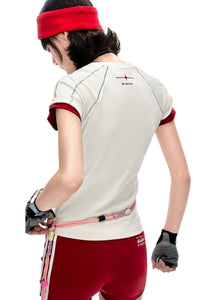 BJHG American Style Fitted Tee Women Summer New Cool‑Touch Streetwear Short Sleeve Top