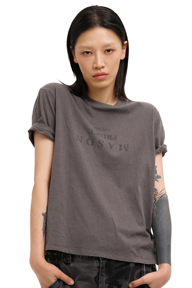 Masonprince  Mirror Text Color Short Sleeve Top Mirror Language