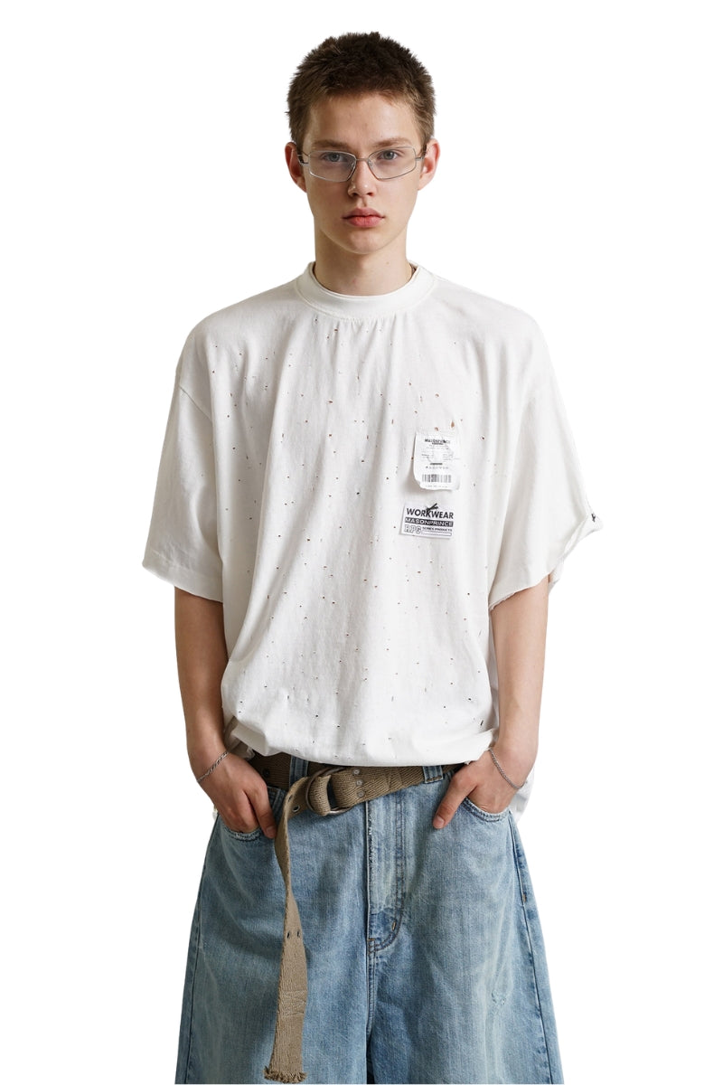 MASONPRINCE Art Stitch Irregular Distressed T-Shirt