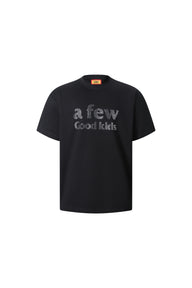 AFGK Solid Black Full Rhinestone Logo Cotton Tee American Vintage Loose T-shirt