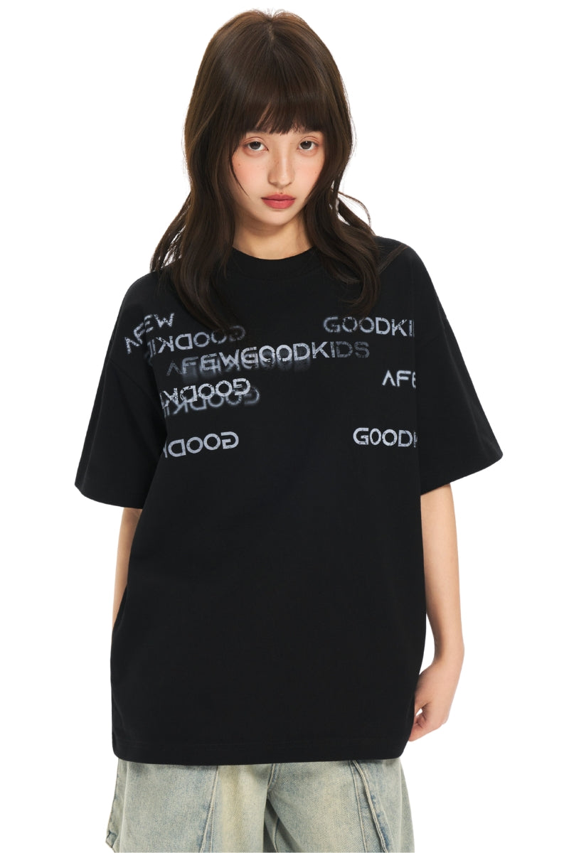 AFGK | Irregular Letter Tee, American High Street Unisex Loose T-Shirt
