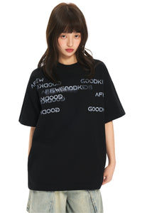 AFGK | Irregular Letter Tee, American High Street Unisex Loose T-Shirt