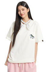 DangerousPeople｜3D Pony Embroidery Pocket Cotton T‑Shirt
