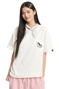 DangerousPeople｜3D Pony Embroidery Pocket Cotton T‑Shirt