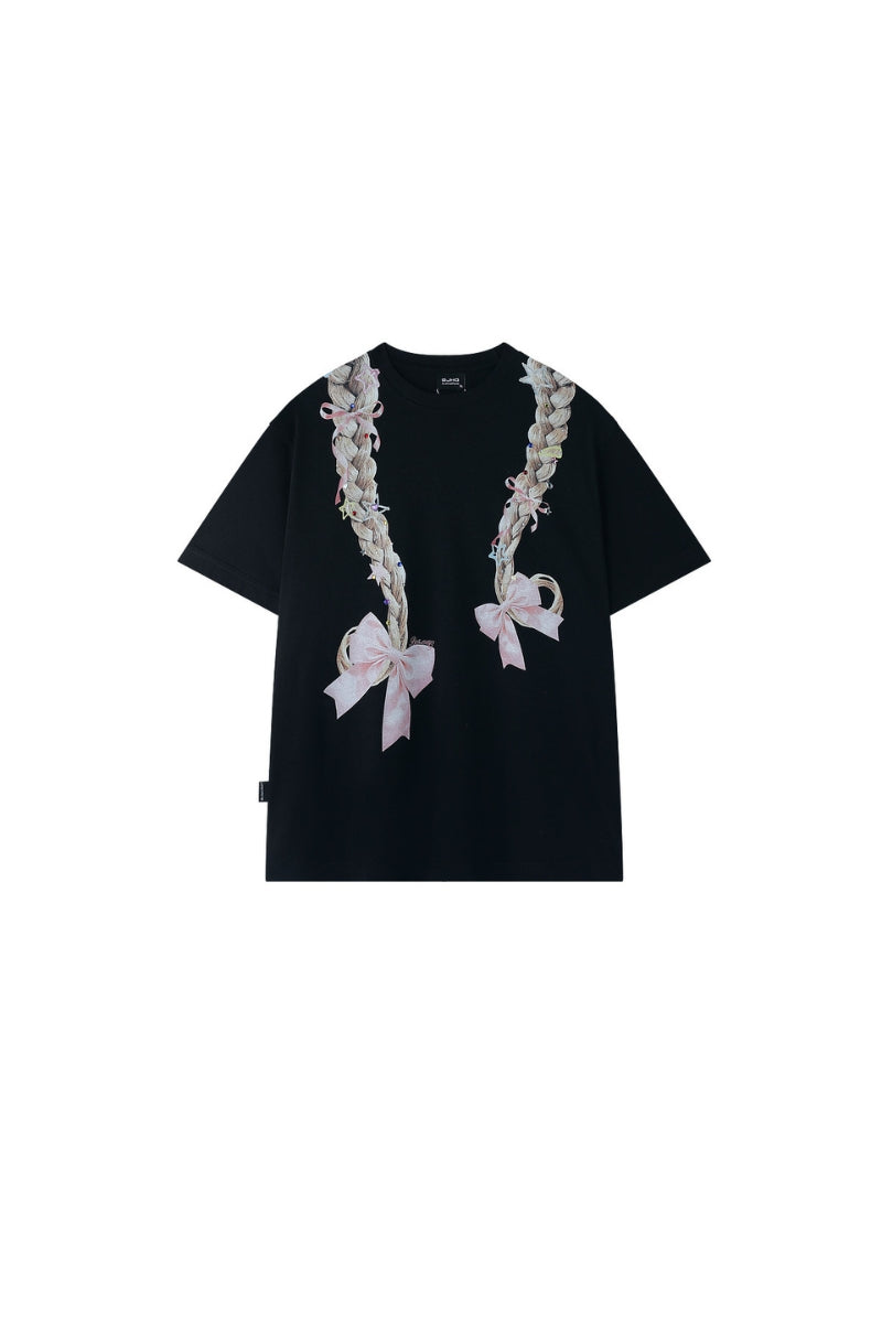 BJHG Women Rhinestone Braided Print Short Sleeve Tee Summer Couple Top
