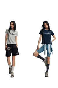 MEDM Contrast Stitch Star Print Women Tee