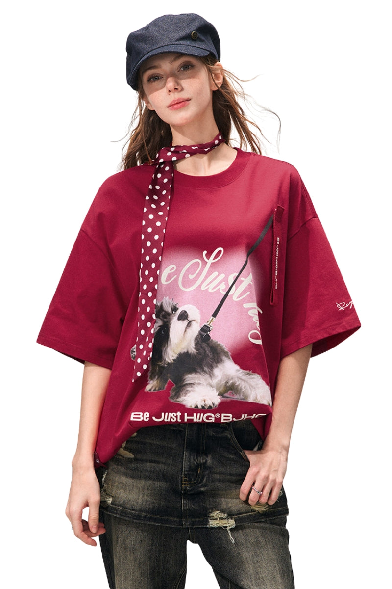 BJHG Unisex Puppy Print Couple Tee