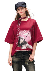 BJHG Unisex Puppy Print Couple Tee