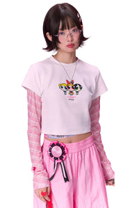BJHG × The Powerpuff Girls Women Slim‑Fit Graphic‑Print Short‑Sleeve Tee
