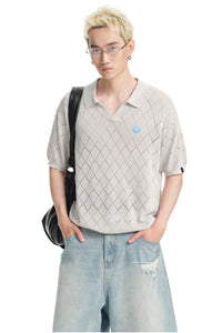Dangerouspeople DSP Puzzle Icon Knit Polo Loose Cool‑Touch Unisex Shirt