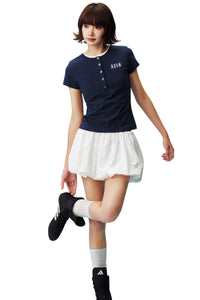 MEDM Fake Two-Piece Embroidered Women Tee