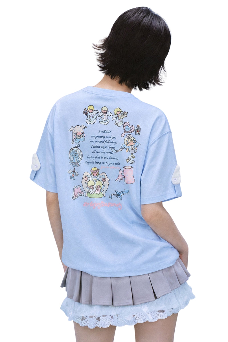 MEDM × Niaoyiyi | Angel Wing Sleeve Strap Women Tee