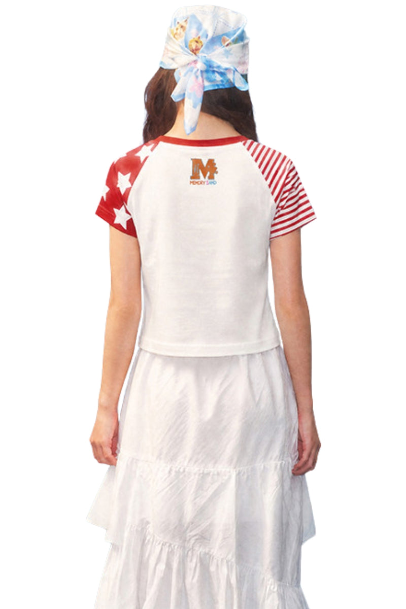 MEDM x YAD Cat & Dog Battle Print 3D Letter Raglan Women Tee