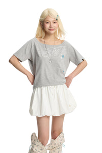 DangerousPeople｜Whimsical Garden Music‑Note One‑Shoulder Women’s T‑Shirt