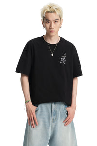 Dangerouspeople DSP Embroidered Small‑D Guitar Sorona Loose Unisex T‑Shirt