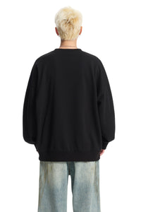 Dangerouspeople｜Velcro Patch Print Couple Drop Shoulder Sweatshirt