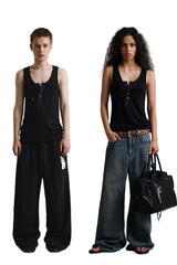 MASONPRINCE Tencel Linen Cotton Slit Henry Vest Sheer Texture
