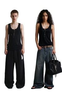 MASONPRINCE Tencel Linen Cotton Slit Henry Vest Sheer Texture